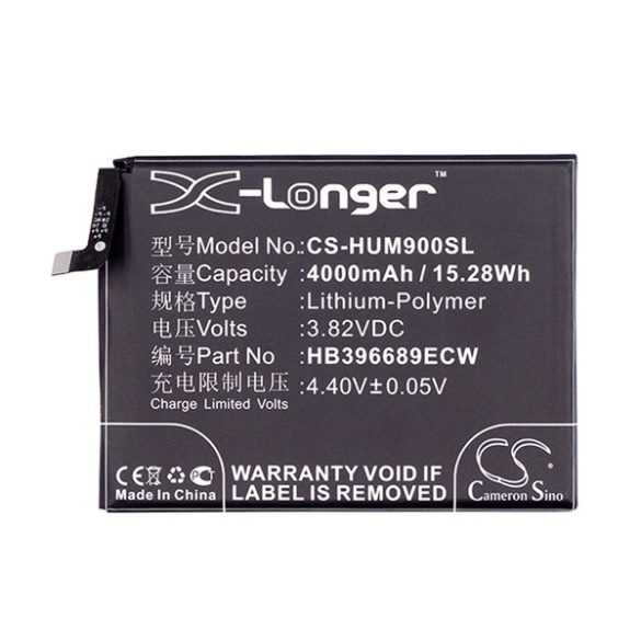 CAMERON SINO Li-Polymer akku (3.82V/4000mAh, Huawei HB396689ECW kompatibilis) FEKETE Huawei Mate 9, Huawei Mate 9 Pro