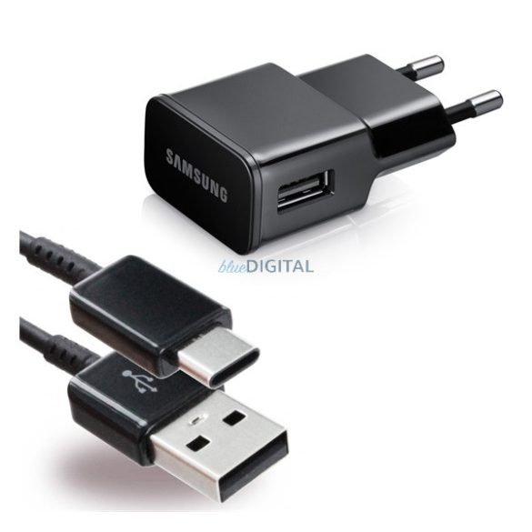 SAMSUNG hálózati töltő USB aljzat (15W, 5V / 2000 mA, gyorstöltés támogatás + EP-DG950CBE Type-C kábel) FEKETE