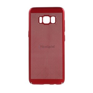 Műanyag telefonvédő (gumírozott, lyukacsos minta) PIROS Samsung Galaxy S8 (SM-G950)