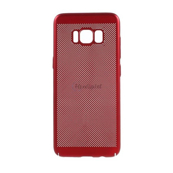Műanyag telefonvédő (gumírozott, lyukacsos minta) PIROS Samsung Galaxy S8 (SM-G950)