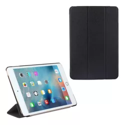   Tok álló, bőr hatású (aktív FLIP, oldalra nyíló, TRIFOLD, asztali tartó, textil minta) FEKETE Apple IPAD 9.7 (2017) , Apple IPAD 9.7 (2018)