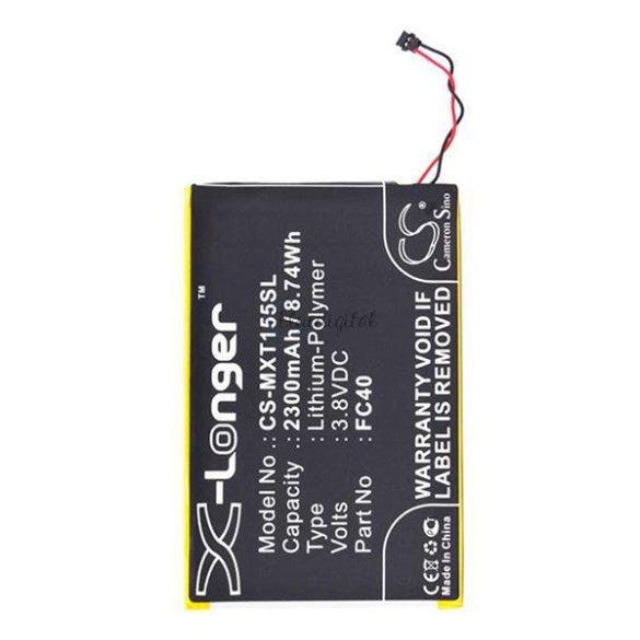 CAMERON SINO Li-Polymer akku (3.8V/2300mAh, Motorola FC40 kompatibilis) FEKETE Motorola Moto G3 (XT1540)