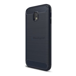 Szilikon telefonvédő (közepesen ütésálló, légpárnás sarok, szálcsiszolt, karbon minta) SÖTÉTKÉK Samsung Galaxy J3 (2017) SM-J330 EU