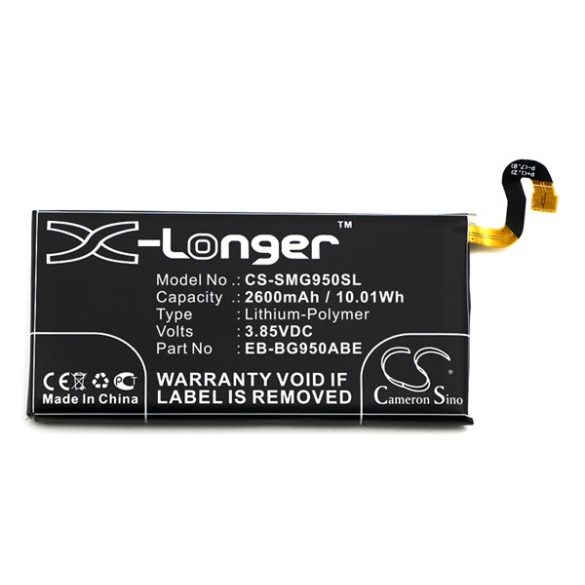 CAMERON SINO Li-Polymer akku (3.85V/2600mAh, Samsung EB-BG950ABA kompatibilis) FEKETE Samsung Galaxy S8 (SM-G950)