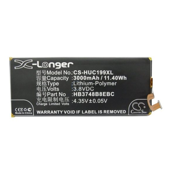 CAMERON SINO Li-Polymer akku (3.8V/3000mAh, Huawei HB3748B8EBC kompatibilis) FEKETE Huawei Ascend G7