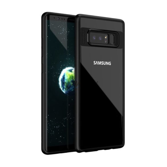 IPAKY műanyag telefonvédő (szilikon keret, közepesen ütésálló, átlátszó hátlap) FEKETE Samsung Galaxy Note 8 (SM-N950F)