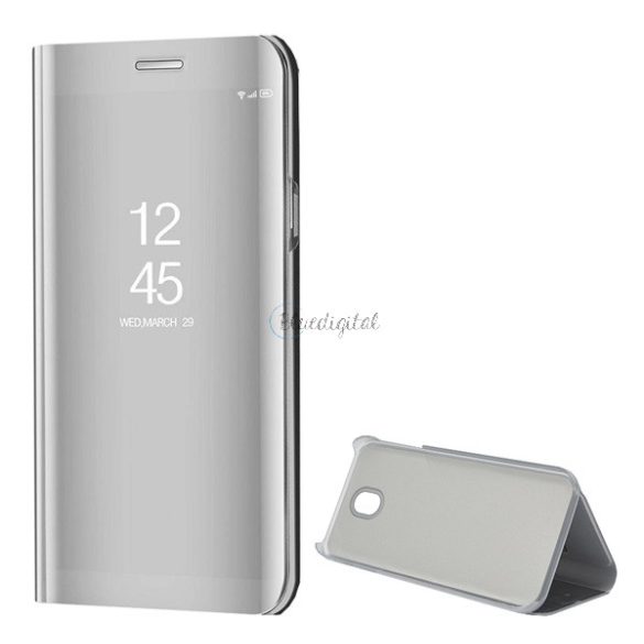 Tok álló (aktív FLIP, oldalra nyíló, asztali tartó funkció, tükrös felület, Mirror View Case) EZÜST Samsung Galaxy J3 (2017) SM-J330 EU