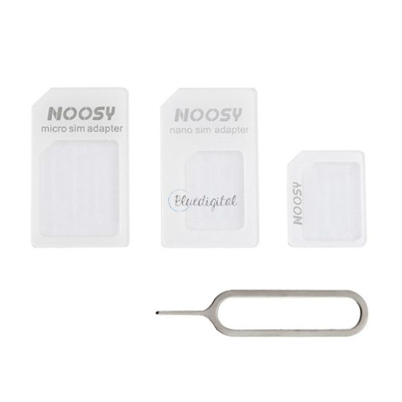 NOOSY SIM adapter (Nano SIM kártyát Micro SIM és normál méretű kártyára alakítja át, kártya kiemelő) FEHÉR