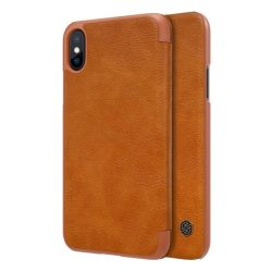   NILLKIN QIN tok álló, bőr hatású (FLIP, oldalra nyíló, bankkártya tartó) BARNA Apple iPhone X 5.8, Apple iPhone XS 5.8