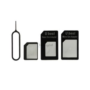 NOOSY SIM adapter (Nano SIM kártyát Micro SIM és normál méretű kártyára alakítja át, kártya kiemelő) FEKETE