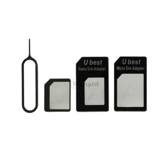 NOOSY SIM adapter (Nano SIM kártyát Micro SIM és normál méretű kártyára alakítja át, kártya kiemelő) FEKETE