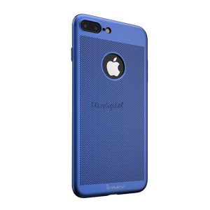 IPAKY műanyag telefonvédő (előlap védelem, lyukacsos minta, logó kivágás + edzett üveg) SÖTÉTKÉK Apple iPhone 7 Plus 5.5, Apple iPhone 8 Plus 5.5