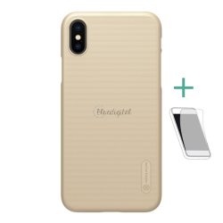   NILLKIN SUPER FROSTED műanyag telefonvédő (gumírozott, érdes felület + képernyővédő fólia) ARANY Apple iPhone X 5.8, Apple iPhone XS 5.8