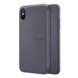   NILLKIN SPARKLE műanyag telefonvédő (mikroszálas bőr hatású FLIP, oldalra nyíló) FEKETE Apple iPhone X 5.8, Apple iPhone XS 5.8