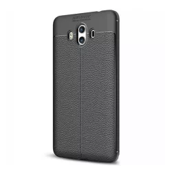   Szilikon telefonvédő (közepesen ütésálló, bőr hatású, varrás minta) FEKETE Huawei Mate 10
