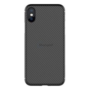 NILLKIN SYNTHETIC FIBER műanyag telefonvédő (környezetbarát, karbon minta) FEKETE Apple iPhone X 5.8, Apple iPhone XS 5.8