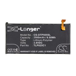   CAMERON SINO Li-Polymer akku (3.8V/2500mAh, Alcatel TLP025C1 kompatibilis) FEKETE Alcatel Pop 4 plus (OT-5056)