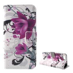   Tok álló, bőr hatású (FLIP, oldalra nyíló, asztali tartó funkció, lótuszvirág minta) FEHÉR Huawei P9 Lite Mini