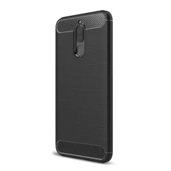   Szilikon telefonvédő (ütésállóság, légpárnás sarok, szálcsiszolt, karbon minta) FEKETE Huawei Mate 10 Lite