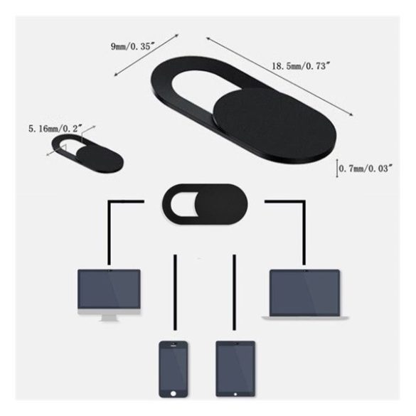 Műanyag kamera takaró (ultravékony, 18.5x9x0.7mm) FEKETE 
