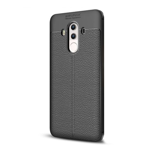 Szilikon telefonvédő (közepesen ütésálló, bőr hatású, varrás minta) FEKETE Huawei Mate 10 Pro