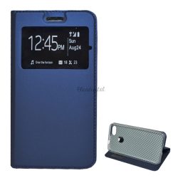   Tok álló, bőr hatású (FLIP, oldalra nyíló, asztali tartó funkció, View Window) SÖTÉTKÉK Huawei P9 Lite Mini