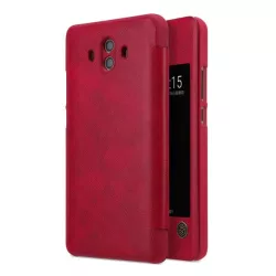   NILLKIN QIN tok álló, bőr hatású (aktív FLIP, oldalra nyíló, S-View Cover) PIROS Huawei Mate 10