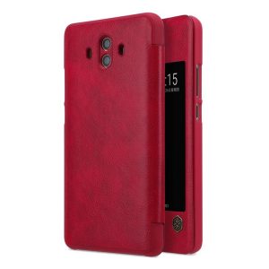 NILLKIN QIN tok álló, bőr hatású (aktív FLIP, oldalra nyíló, S-View Cover) PIROS Huawei Mate 10