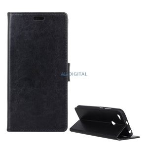 Tok álló, bőr hatású (FLIP, oldalra nyíló, asztali tartó, prémium) FEKETE Xiaomi Redmi Note 5A Prime