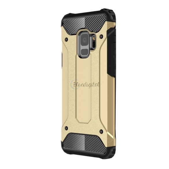Defender műanyag telefonvédő (közepesen ütésálló, légpárnás sarok, szilikon belső, fémhatás) ARANY Samsung Galaxy S9 (SM-G960)