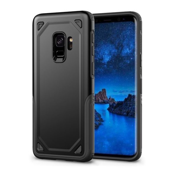 Defender műanyag telefonvédő (közepesen ütésálló, szilikon belső, ultravékony) FEKETE Samsung Galaxy S9 (SM-G960)