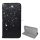 Tok álló, bőr hatású (FLIP, szilikon belső, oldalra nyíló, asztali tartó funkció, csillogó, fémes minta) FEKETE Samsung Galaxy A8 Plus (2018) SM-A730F