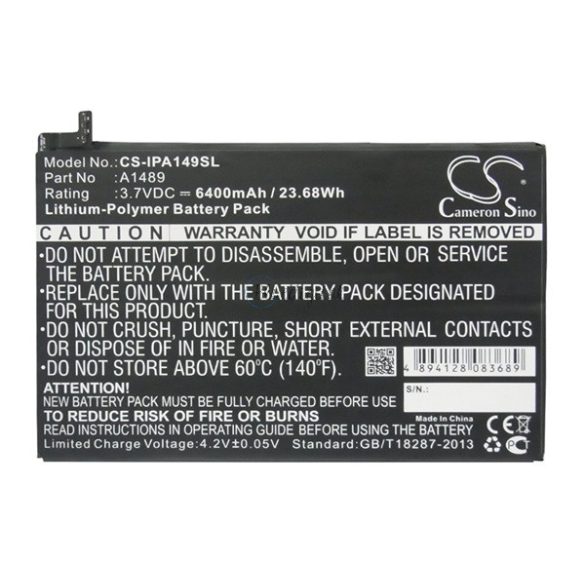 CAMERON SINO Li-Polymer akku (3.7V/6400mAh, Apple A1489 kompatibilis) FEKETE Apple IPAD mini 2 , Apple IPAD mini 3