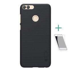   NILLKIN SUPER FROSTED műanyag telefonvédő (gumírozott, érdes felület + képernyővédő fólia) FEKETE Huawei P Smart (2018)