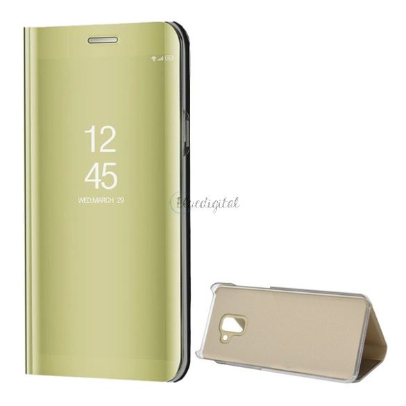 Tok álló (aktív FLIP, oldalra nyíló, asztali tartó funkció, tükrös felület, Mirror View Case) ARANY Samsung Galaxy A8 Plus (2018) SM-A730F