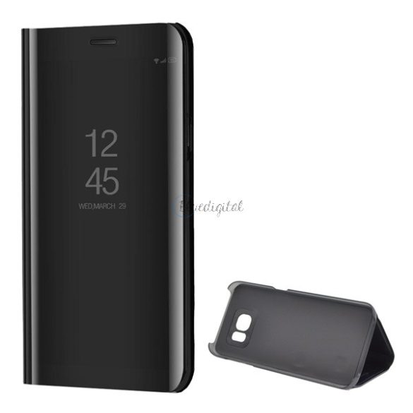 Tok álló (aktív FLIP, oldalra nyíló, asztali tartó funkció, tükrös felület, Mirror View Case) FEKETE Samsung Galaxy S7 EDGE (SM-G935)