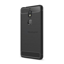   Szilikon telefonvédő (közepesen ütésálló, légpárnás sarok, szálcsiszolt, karbon minta) FEKETE Nokia 7