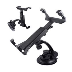   Autós tartó (műszerfalra, asztalra, tapadókorongos, 360°, 8-10" méret) FEKETE 