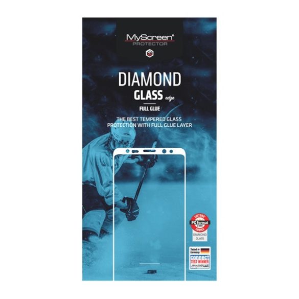 MYSCREEN DIAMOND GLASS EDGE képernyővédő üveg (2.5D, íves, karcálló, 0.33 mm, 9H) FEKETE Samsung Galaxy A8 Plus (2018) SM-A730F