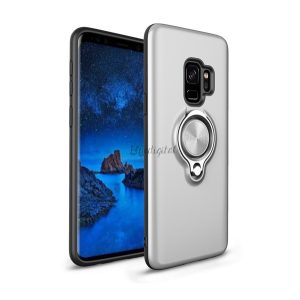 Műanyag telefonvédő (szilikon belső, közepesen ütésálló, telefontartó gyűrű, 360°-ban forgatható) EZÜST Samsung Galaxy S9 (SM-G960)