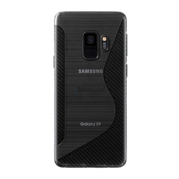 Szilikon telefonvédő (S-line, karbon minta) ÁTLÁTSZÓ Samsung Galaxy S9 (SM-G960)