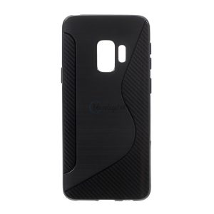 Szilikon telefonvédő (S-line, karbon minta) FEKETE Samsung Galaxy S9 (SM-G960)