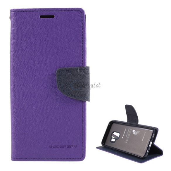 MERCURY Fancy Diary tok álló, bőr hatású (FLIP, oldalra nyíló, bankkártya tartó, asztali tartó funkció) LILA Samsung Galaxy S9 (SM-G960)