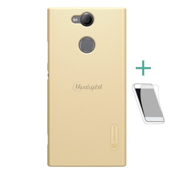 NILLKIN SUPER FROSTED műanyag telefonvédő (gumírozott, érdes felület + képernyővédő fólia) ARANY Sony Xperia XA2 (H4113)