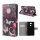 Tok álló, bőr hatású (FLIP, oldalra nyíló, asztali tartó funkció, pillangó, virág minta) FEKETE Sony Xperia L2 (H4311)