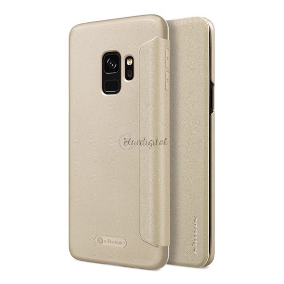 NILLKIN SPARKLE műanyag telefonvédő (bőr hatású FLIP, oldalra nyíló) ARANY Samsung Galaxy S9 (SM-G960)