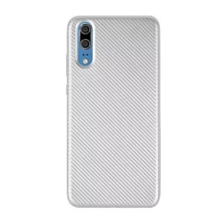 Szilikon telefonvédő (karbon minta) EZÜST Huawei P20