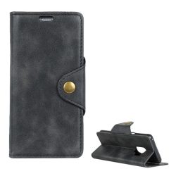   Tok álló, bőr hatású (FLIP, oldalra nyíló, asztali tartó funkció, koptatott bőr hatású minta, prémium) FEKETE Samsung Galaxy S9 (SM-G960)