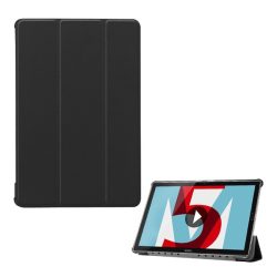   Tok álló, bőr hatású (FLIP, oldalra nyíló, TRIFOLD, asztali tartó) FEKETE Huawei MediaPad M5 10.8 LTE, Huawei MediaPad M5 10.8 WIFI