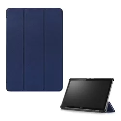   Tok álló, bőr hatású (FLIP, oldalra nyíló, TRIFOLD, asztali tartó) SÖTÉTKÉK Huawei MediaPad M5 10.8 LTE, Huawei MediaPad M5 10.8 WIFI